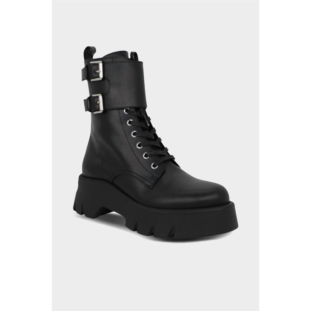 NEW GIANVITO ROSSI women's marloe leather combat boots in black